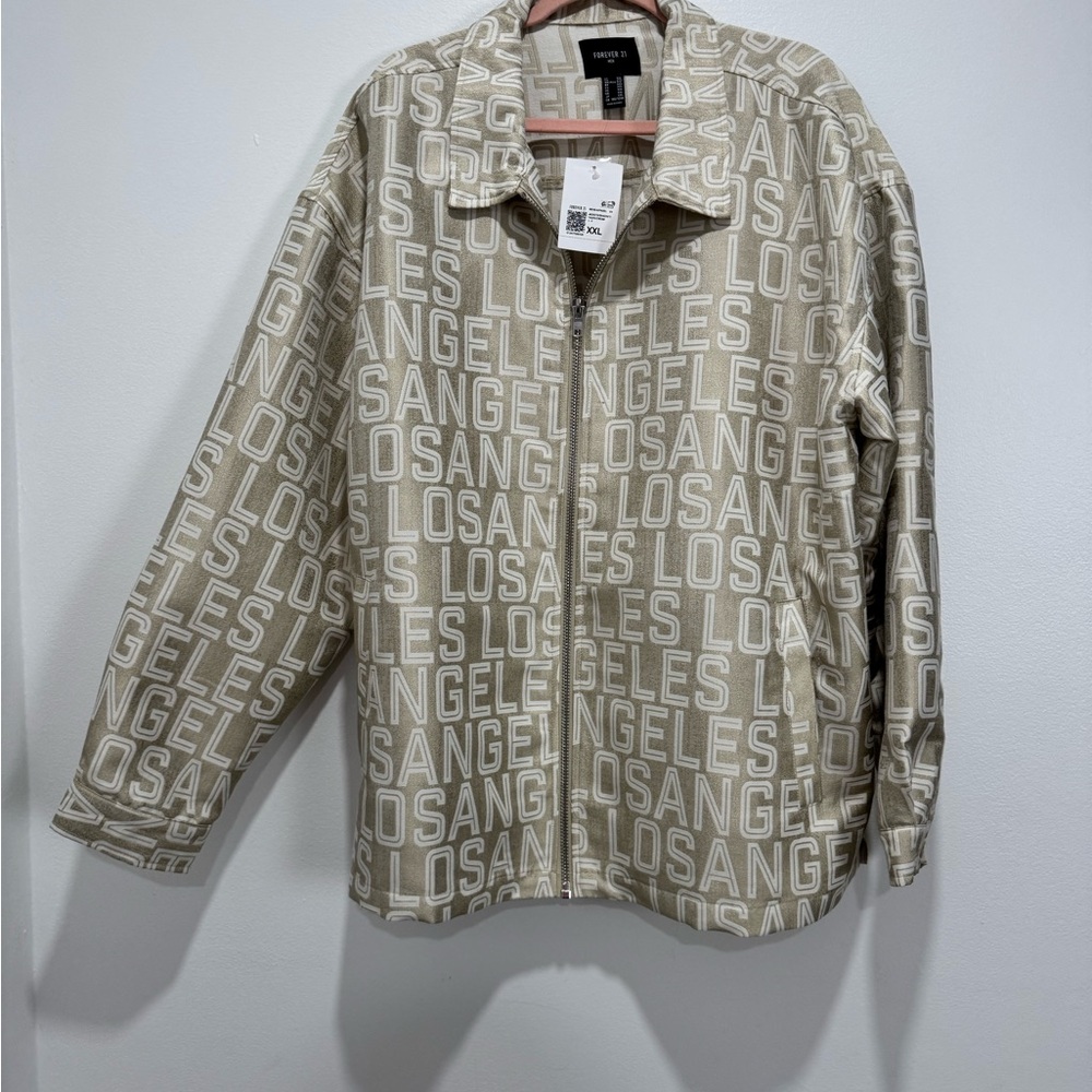 Forever 21 Beige Los Angeles Print Men's Jacket